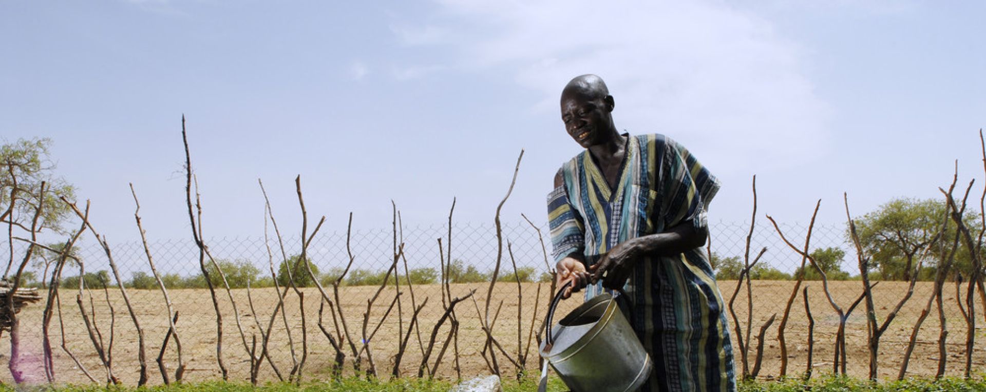Farmer watering crops